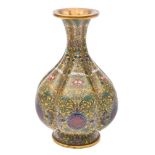 A Chinese cloisonne vase: of lobed baluster form,