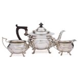 A George V silver three piece tea service, maker Joseph Rodgers & Sons, Sheffield,
