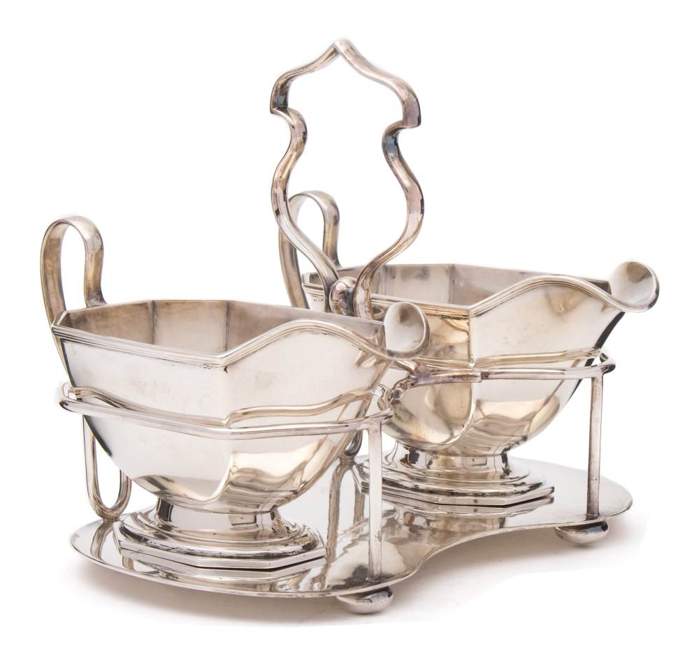 A pair of George V silver gravy boats, maker Barker Brothers Silver Ltd, Birmingham,