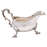 A George III silver sauceboat, maker's mark worn, London, 1761: initialled,