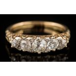 A 19th century graduated diamond five-stone ring: with round old,