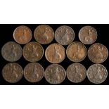George II and George III, a collection of fourteen farthings: various dates including 1739, 1744,