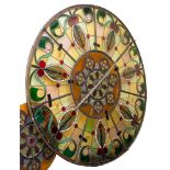Two impressive large 19th century large circular stained glass windows: with central petal-shaped