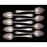 A collection of eight assorted Old English pattern tablespoons,