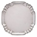 An Edward VII silver waiter, maker James Parkes, London, 1908: of square outline,