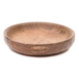 Mouseman, a Robert Thompson of Kilburn English oak nut dish: with carved mouse signature, 15.