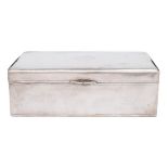 A Chinese silver cigar box, maker Woshing, Shanghai: initialled, of rectangular outline,