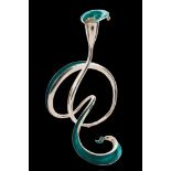 * An Elizabeth II silver and sea green enamel 'Knot' candlestick, maker Jenny Edge, London,