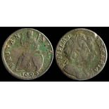 William & Mary, farthing, variety un-barred A's: 1694 (1).