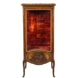 A late 19th Century French kingwood, gilt metal mounted and decorated vitrine:,