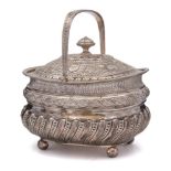 A George V silver swing handled sugar basket, maker Holland, Aldwinckle & Slater, London,