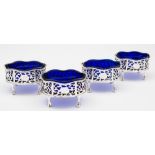 A set of four George III silver oval salts, maker Soloman Hougham, London,