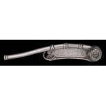 A Victorian silver bosun's whistle, maker Hilliard & Thomason, Birmingham, 1890: initialled,