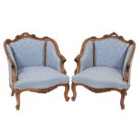 A French carved beechwood three piece salon suite:,