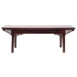 A Chinese stained wood rectangular altar table:,
