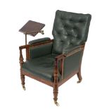 A William IV mahogany library armchair:, of bergere type, having a cane panel back ,
