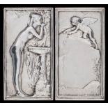 A French silver medallic plaque 'La Source' by Daniel Dupuis: depicting a naked female drinking