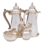 A George V silver four-piece coffee service, maker William Comyns & Sons Ltd, London,