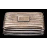 A William IV silver snuff box, maker Nathaniel Mills, Birmingham, 1833: of rectangular outline,