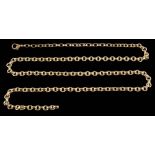 A 9ct gold chain: with circular and oval links on lobster clasp, approximately 46gms gross weight.