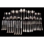 A matched Hanoverian rat tail pattern flatware service,