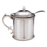 A Victorian silver mustard pot and cover, maker Joseph & Edward Bradbury, London,