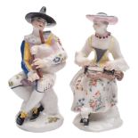 A matched pair of Bow figures of Harlequin and Columbine: after the Meissen originals,