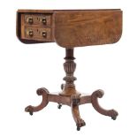 A Regency mahogany tea table and matching drop flap work table:,