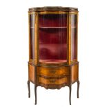 A French satinwood, kingwood veneered, inlaid and gilt metal mounted vitrine:,