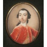 English School 18th Century- A miniature portrait of Joseph Artell, [d.