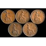 William IV, five farthings: various dates: 1831, 1834, 1835, 1836 and 1837 (5).