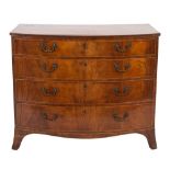 A George III mahogany and inlaid bow-fronted chest in the Hepplewhite taste:,