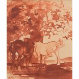 * Edmund Blampied [1886-1966]- Horses in the shade of a tree,