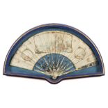 An early 19th century English ivory fan: the paper leaf decorated with a central cartouche