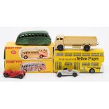 Dinky No 280 Observation Coach:, cream and red in a reprinted box, No 281 Luxury Coach,