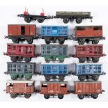 Hornby O gauge, a group of fourteen goods wagons:,