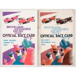 Brooklands Automobile Racing Club Official Race Cards:, one for Bank Holiday, August 3rd 1931,