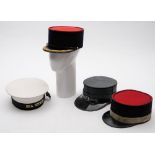 A group of three French Police kepi and a Royal Navy hat with 'Sea Scouts' tally: (4)