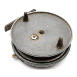 A Hardy 4 inch 'Hardy- Wallis' reel:, signed as per title and initialed 'JL',