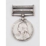 A Queen's South Africa medal with two clasps'4412 Pte R A Townsend 3rd Drgn Gds'.