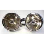 A pair of Lucas B166S headlamps:, single bar and diffuser impressed 'Bi-Flex Longrange',