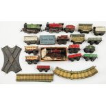 A collection of Hornby O gauge M1:, including three 0-4-0 tank engines,