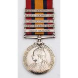 A Queen's South Africa medal with five clasps: renamed '7252 Pte G S Pavey RL Sussex Regt'