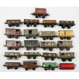 Hornby O gauge a group of goods wagons:, gas cylinder wagon, LMS green hopper,