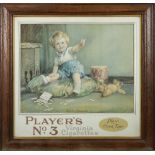 A Players No 3 Virginia Cigarettes advertising print 'Daddy's favourite': of a young boy seated on