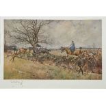 Lionel Edwards [1878-1966]- Household Brigade Drag Hounds, Hawthorn Hill, 1937,:- coloured print,