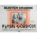 A British quad poster for Flash Gordon (1936), 1960s re-release:, starring Buster Crabbe, 75.