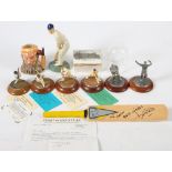 A group of six white metal cast figures of famous cricketers by Sport in Miniature:, W G Grace,