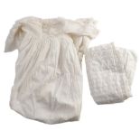 A Victorian child's chair, christening gown and undergarment.