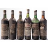 Six bottles of Chateau de Roques Saint Emillion Calvet, 1961: (one low shoulder).
